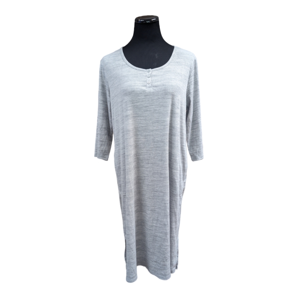 MukLuks Soft Grey Heather Lounge Dress Nightgown With Pockets Size L